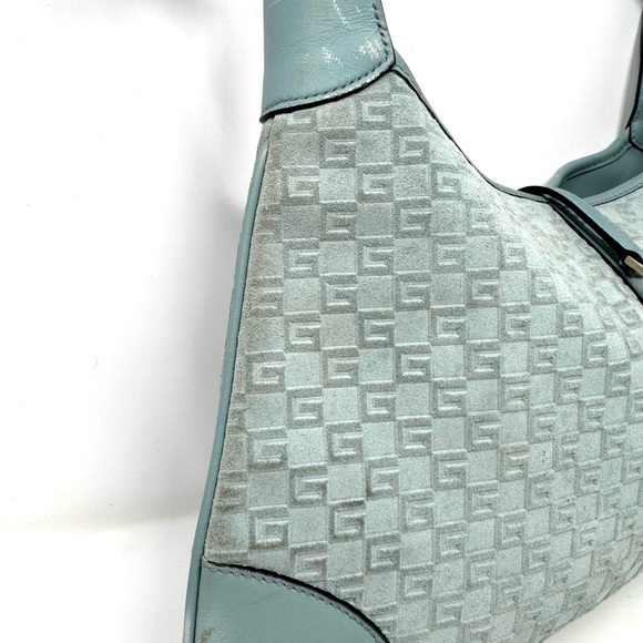 Gucci Vintage Jackie Hobo – Baby Blue Embossed Suede Shoulder Bag - Picture 4 of 14